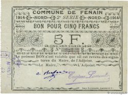 5 Francs FRANCE Regionalismus und verschiedenen Fechain 1914 JP.59-0940 fSS