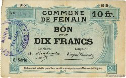 10 Francs FRANCE Regionalismus und verschiedenen Fenain 1915 JP.59-0945