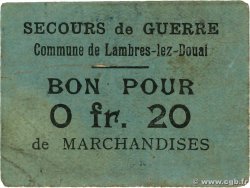20 Centimes FRANCE Regionalismus und verschiedenen Lambres-lez-Douai 1914 JP.59-3042 fSS