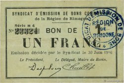 1 Franc FRANCE Regionalismus und verschiedenen Rimognes 1916 JP.08-197 SS