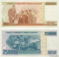 100000 et 250000 Lirasi Lot TURQUIE  1997 P.206 et P.211 pr.NEUF