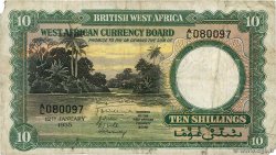 10 Shillings AFRICA DI L&nbsp;OVEST BRITANNICA  1955 P.09a