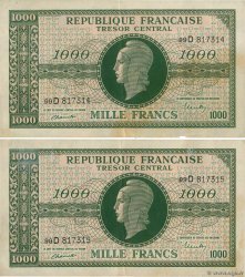1000 Francs MARIANNE chiffres maigres Consécutifs FRANCE  1945 VF.13.01 TTB