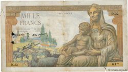 1000 Francs DÉESSE DÉMÉTER FRANKREICH  1942 F.40.01 SGE