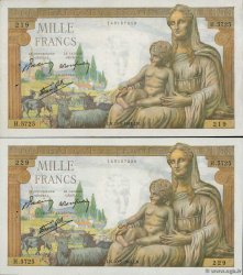 1000 Francs DÉESSE DÉMÉTER Lot FRANCIA  1943 F.40.24 MBC