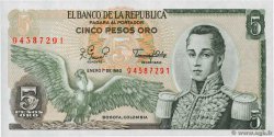 5 Pesos Oro KOLUMBIEN  1980 P.406f fST+