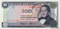 100 Pesos Oro COLOMBIA  1971 P.410c UNC