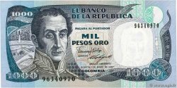 1000 Pesos Oro COLOMBIA  1987 P.424c FDC