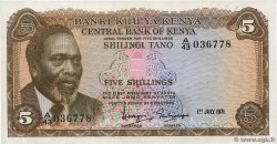 5 Shillings KENYA  1971 P.06b SPL