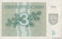 3 Talonu LITUANIE  1991 P.33a NEUF