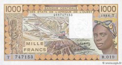 1000 Francs ESTADOS DEL OESTE AFRICANO  1988 P.807Ta FDC