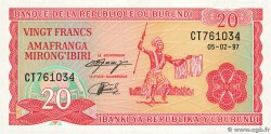 20 Francs BURUNDI  1997 P.27d UNC