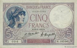 5 Francs FEMME CASQUÉE FRANCE  1924 F.03.08 F