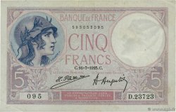 5 Francs FEMME CASQUÉE FRANCE  1925 F.03.09 F