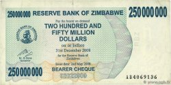 250 Millions Dollars ZIMBABWE  2008 P.59 BB