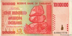 100 Millions Dollars ZIMBABUE  2008 P.80 BC