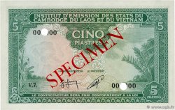 5 Piastres - 5 Riels Spécimen INDOCHINE FRANÇAISE  1953 P.095s SPL+