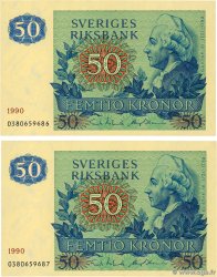 50 Kronor Consécutifs SUÈDE  1990 P.53d SPL+