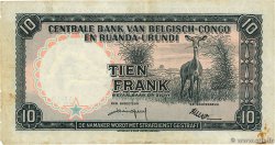 10 Francs CONGO BELGA  1957 P.30b MB