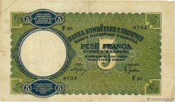 5 Franga ALBANIE  1939 P.06a TB