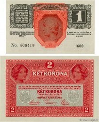 1 et 2 Krone Lot AUTRICHE  1919 P.049 et P.050 NEUF