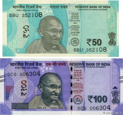 50 et 100 Rupees Lot INDIA  2017 P.111b et P.112a