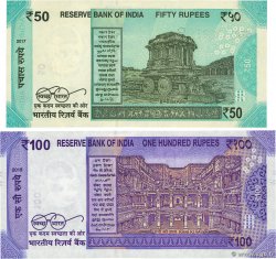 50 et 100 Rupees Lot INDIA
  2017 P.111b et P.112a SC+