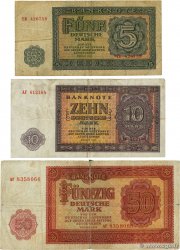 5, 10 et 50 Deutsche Mark Lot GERMAN DEMOCRATIC REPUBLIC  1955 P.17a, P.18a et P.20a G
