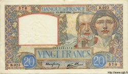 20 Francs TRAVAIL ET SCIENCE FRANCIA  1940 F.12.06 q.SPL