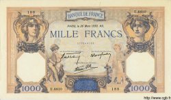 1000 Francs CÉRÈS ET MERCURE type modifié FRANKREICH  1939 F.38.35 VZ+
