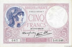 5 Francs FEMME CASQUÉE modifié FRANCE  1939 F.04.06 XF+