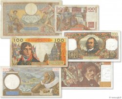 Lot 6 billets BdF : Les 100 Francs au XXe siècle FRANCE  1940 F.25-26-28-59-65-69 TB