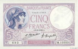 5 Francs FEMME CASQUÉE FRANCE  1923 F.03.07 AU