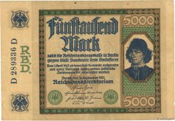 5000 Mark GERMANY  1922 P.077 VF