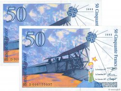50 Francs SAINT-EXUPÉRY Consécutifs FRANCIA  1993 F.72.02 FDC