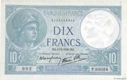 10 Francs MINERVE modifié FRANCE  1941 F.07.30 SUP+