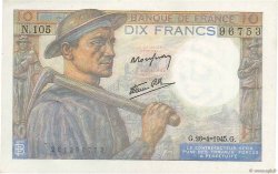 10 Francs MINEUR FRANCE  1945 F.08.14 AU-