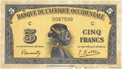 5 Francs FRENCH WEST AFRICA  1942 P.28a EBC+