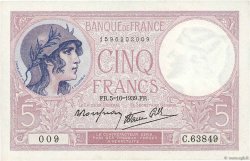 5 Francs FEMME CASQUÉE modifié FRANCIA  1939 F.04 SPL