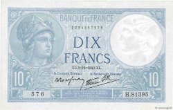10 Francs MINERVE modifié FRANKREICH  1940 F.07.23 fST+