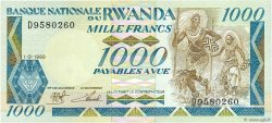 1000 Francs RUANDA  1988 P.21 FDC