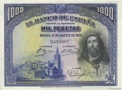 1000 Pesetas SPANIEN  1928 P.078a VZ to fST