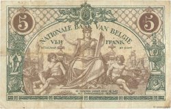 5 Francs BELGIUM  1914 P.075a VF