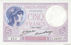 5 Francs FEMME CASQUÉE FRANCE  1928 F.03.12 XF