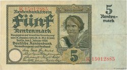 5 Rentenmark GERMANY  1926 P.169 VF
