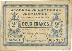 2 Francs FRANCE regionalism and miscellaneous Bayonne 1916 JP.021.36