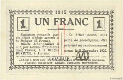 1 Franc FRANCE regionalism and various Amiens 1915 JP.007.16 UNC