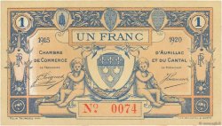 1 Franc FRANCE regionalism and various Aurillac 1915 JP.016.04 XF
