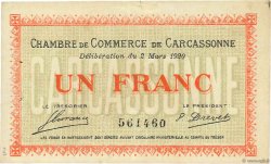 1 Franc FRANCE regionalism and miscellaneous Carcassonne 1920 JP.038.17 VF+