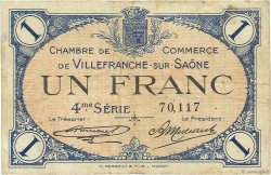 1 Franc FRANCE regionalism and miscellaneous Villefranche-Sur-Saône 1921 JP.129.17 F